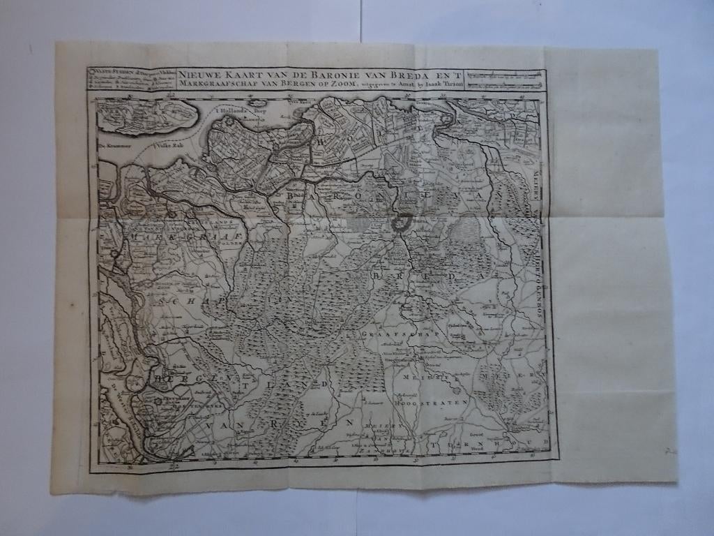 gravure kaart baronie Breda Bergen op Zoom Tirion 1739, Antiek en Kunst, Kunst | Etsen en Gravures, Verzenden, Cartografie, Gravure