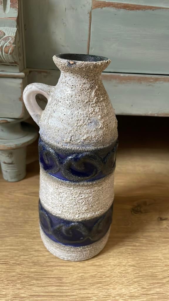 Retro vaas GDR Germany blauw wit, Ophalen of Verzenden, Huis en Inrichting