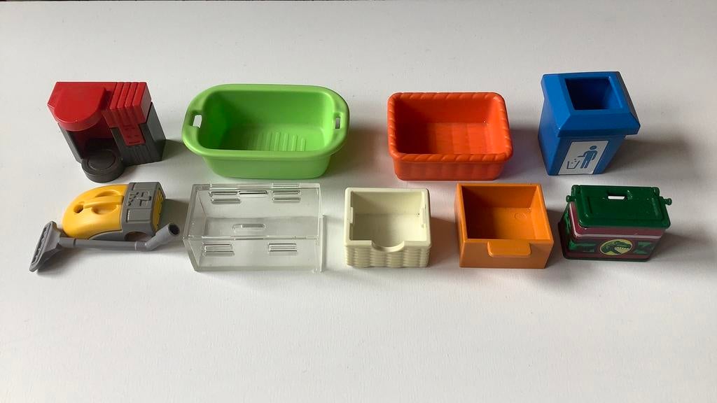 Playmobil onderdelen man la vuilnisbak wasmand dino koffer, Ophalen, Gebruikt, Los playmobil