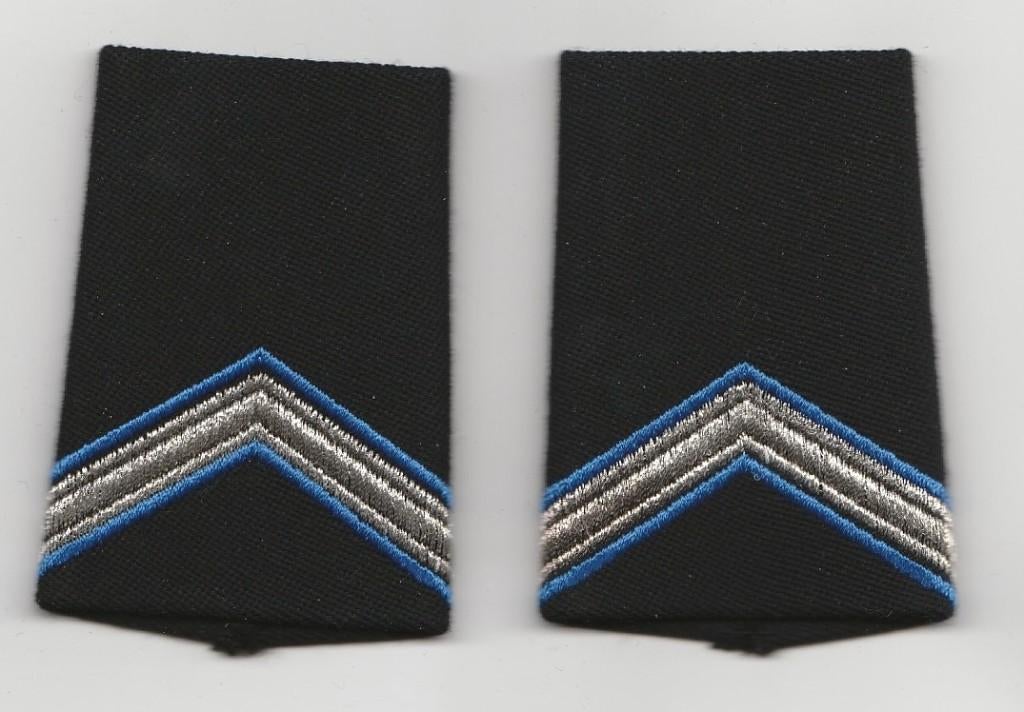 Set rang Marechaussee (KMar) Wachtmeester (zwart, taps toelo, Ophalen of Verzenden, Marechaussee, Nederland, Embleem of Badge