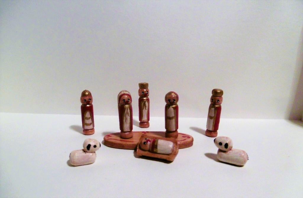 kerst popjes lammetje figuren miniatuur poppenhuis speelgoed, Verzenden