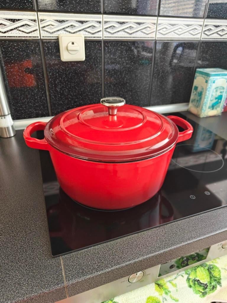 Rode METRO PROFESSIONAL Gietijzeren Braadpan 28 cm, Gietijzer, Ophalen of Verzenden, Zo goed als nieuw, Keramische plaat