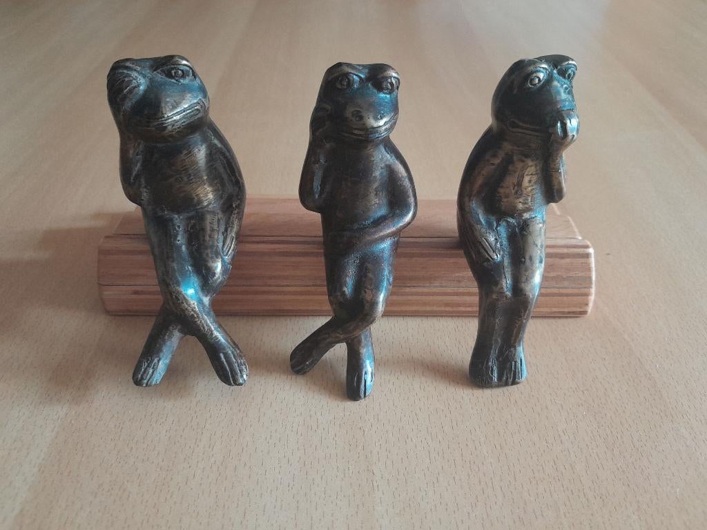 Bronzen Kikkers Marius Verhagen ( Horen Zien en Zwijgen ), Antiek en Kunst, Kunst | Beelden en Houtsnijwerken, Ophalen