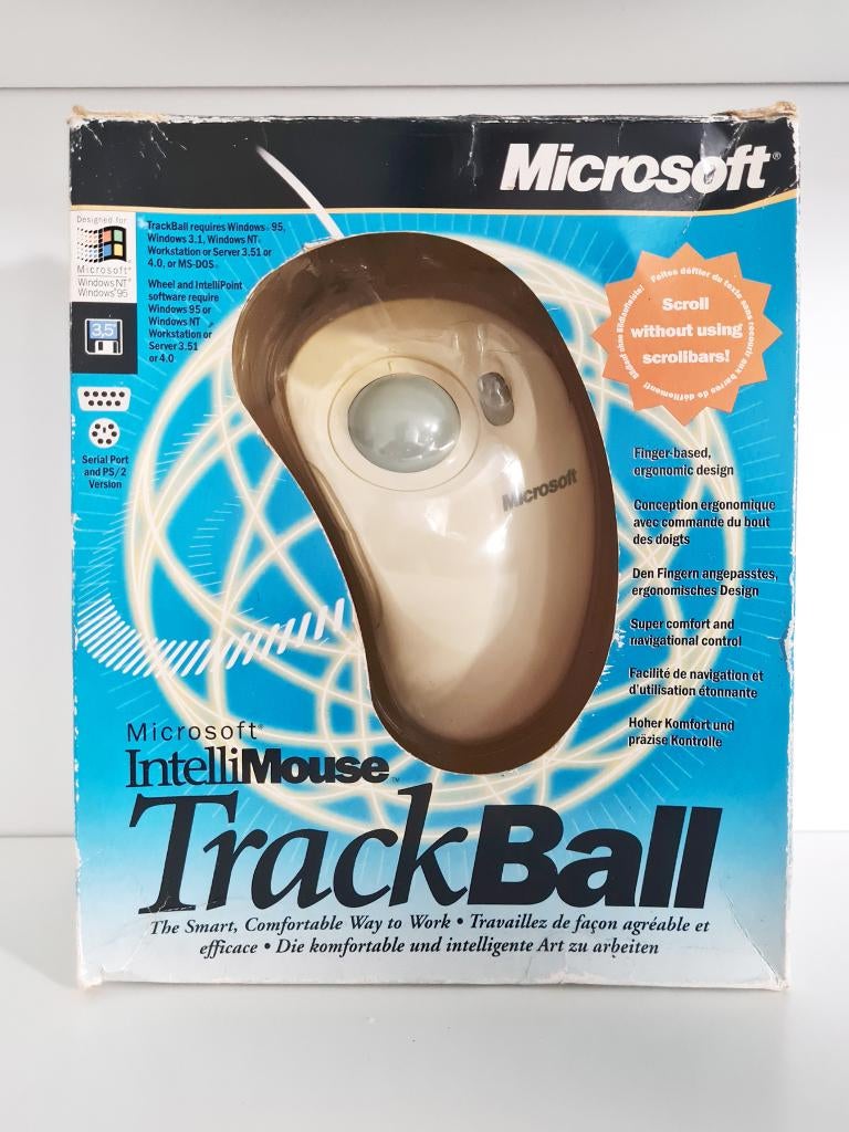 Microsoft IntelliMouse TrackBall met box, Computers en Software, Vintage Computers, Ophalen of Verzenden