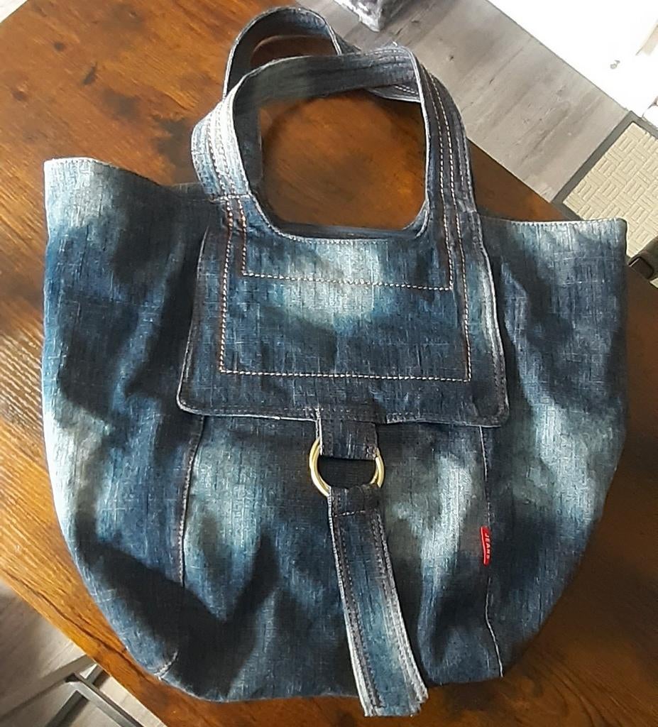 Denim tas van Jeans 40x55cm, Ophalen of Verzenden, Zo goed als nieuw, Blauw, Shopper