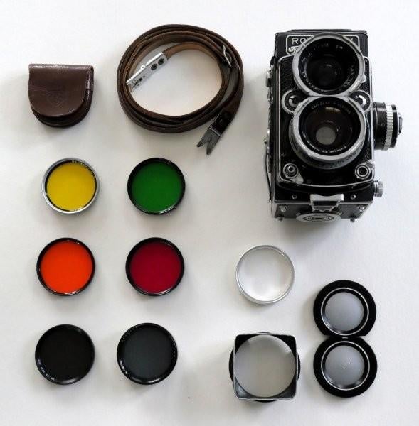 Rolleiflex Wide met Distagon 1:4 - 55 mm objectief, Audio, Tv en Foto, Fotocamera's Analoog, Gebruikt, Spiegelreflex, Overige Merken