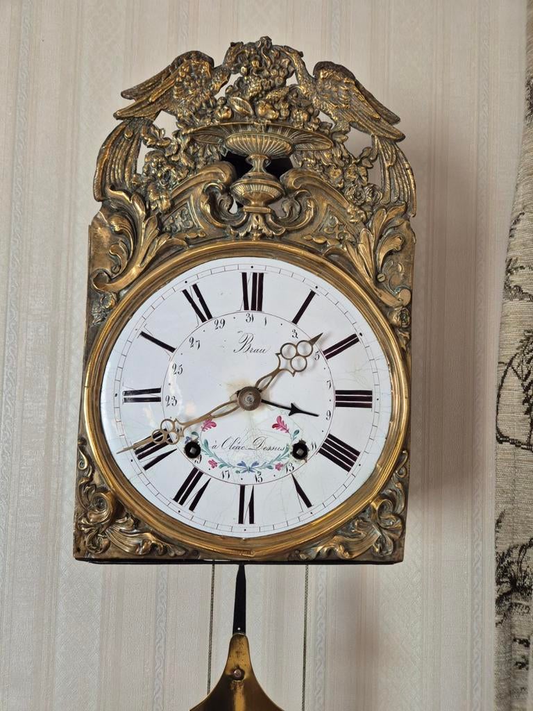 Antieke Comtoise Klok met Bronzen Decoratie, Antiek en Kunst, Antiek | Klokken, Ophalen of Verzenden