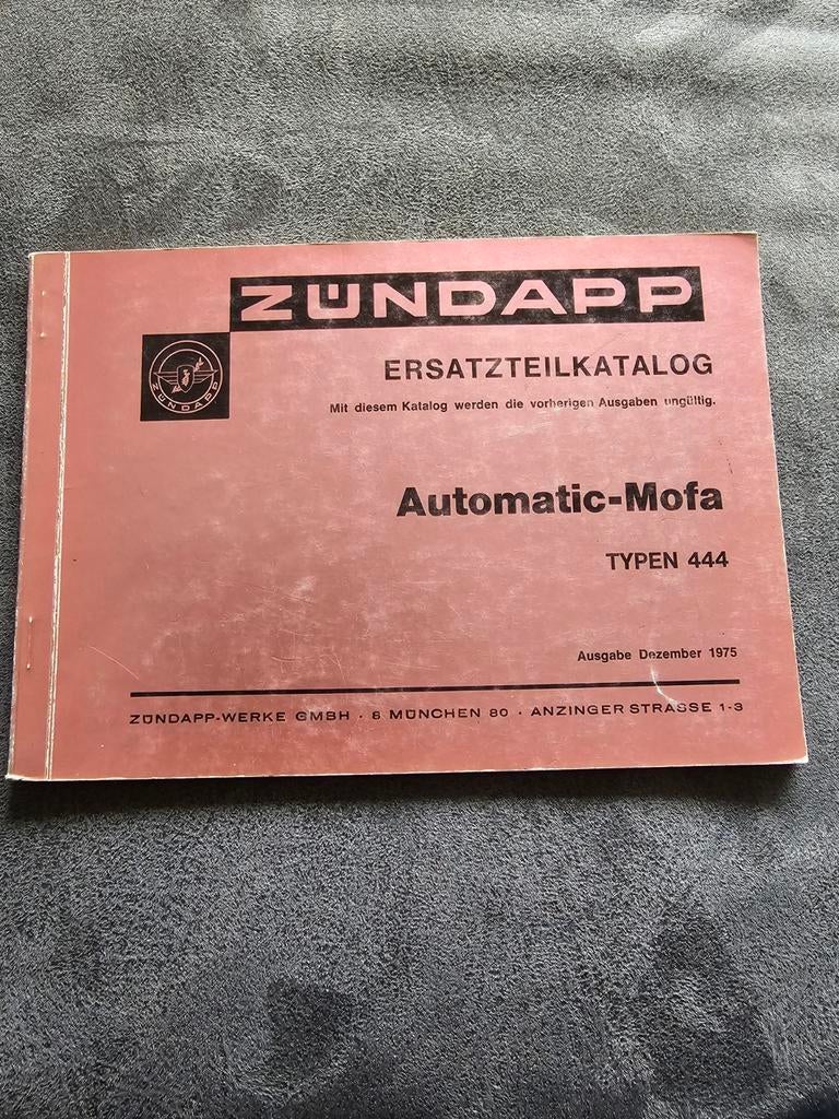 Źundapp onderdelen boek origineel type 444 uit 1975, Ophalen of Verzenden, Gebruikt