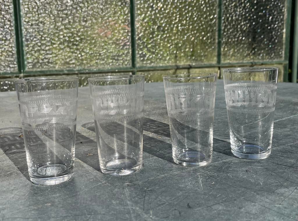 4 antieke glaasjes (125 ml), Antiek en Kunst, Antiek | Glas en Kristal, Ophalen