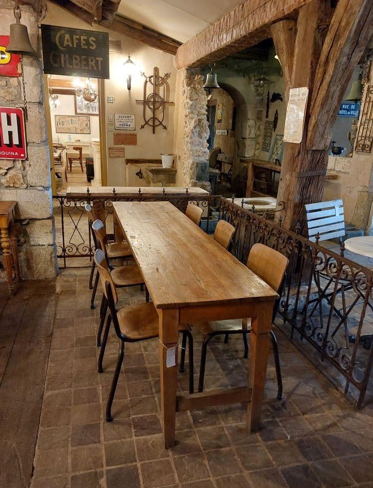 smalle eettafel oude schooltafel  236 x 55 x 77, Ophalen