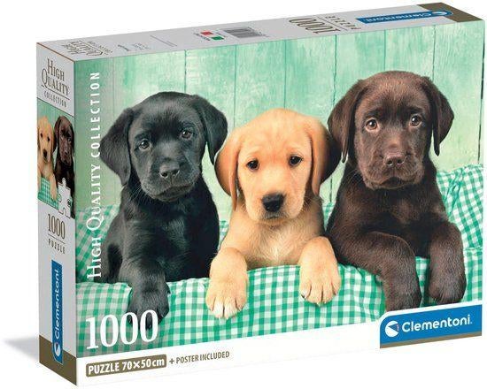 Clementoni - Puzzel - 1000 Stukjes - Drie Labradors , Ophalen of Verzenden, 500 t/m 1500 stukjes, Nieuw
