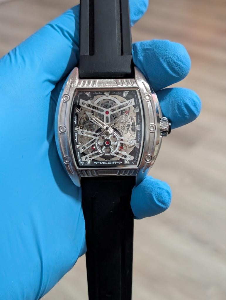 Automatisch Skeleton Herenhorloge, Sieraden, Tassen en Uiterlijk, Horloges | Heren, Overige merken, Staal, Ophalen of Verzenden