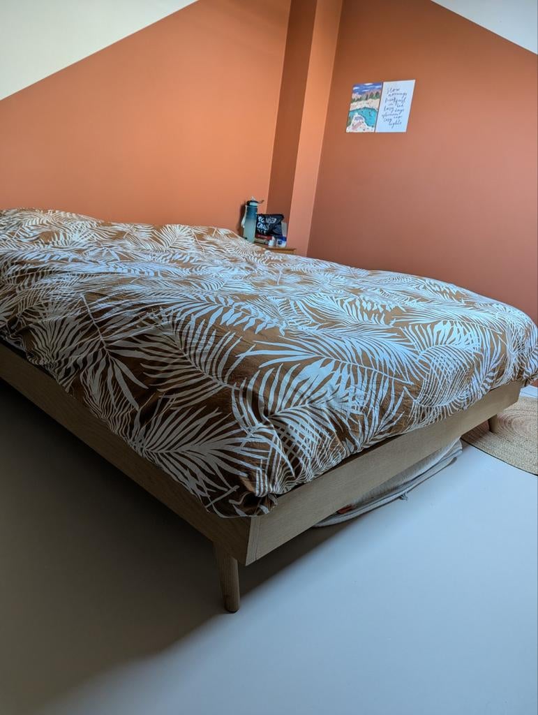 Scandinavisch houten bed La Redoute 160x200 (excl matras), Huis en Inrichting, Slaapkamer | Bedden, Ophalen, Retro Scandinavisch hip modern strak