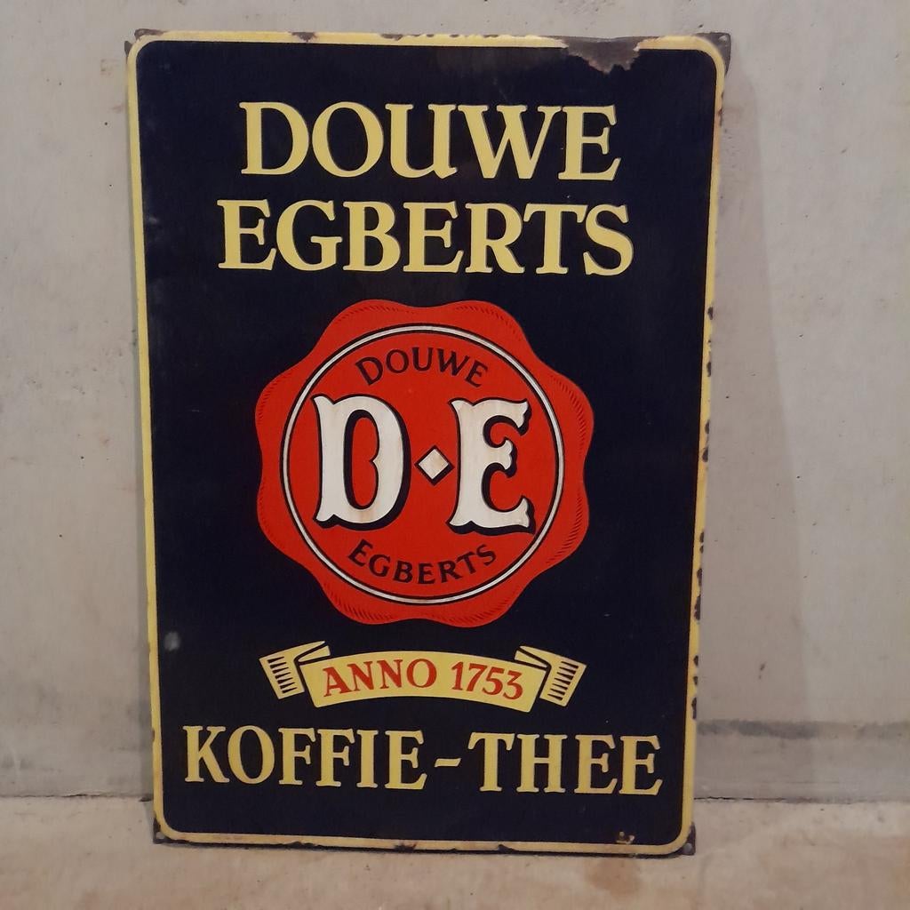 Douwe Egberts emaille, Ophalen of Verzenden, Gebruikt, Reclamebord