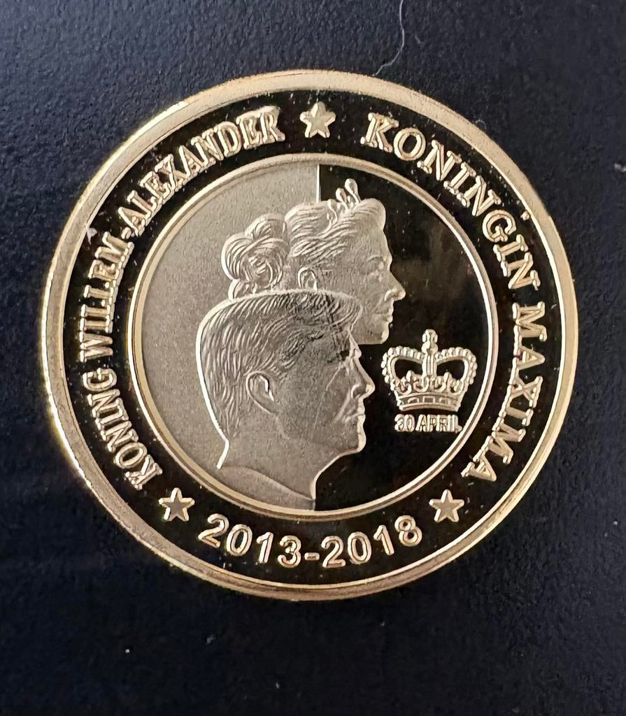 Officiële herslag vergulde munt 2013-2018, Ophalen of Verzenden, Nederland, Munten