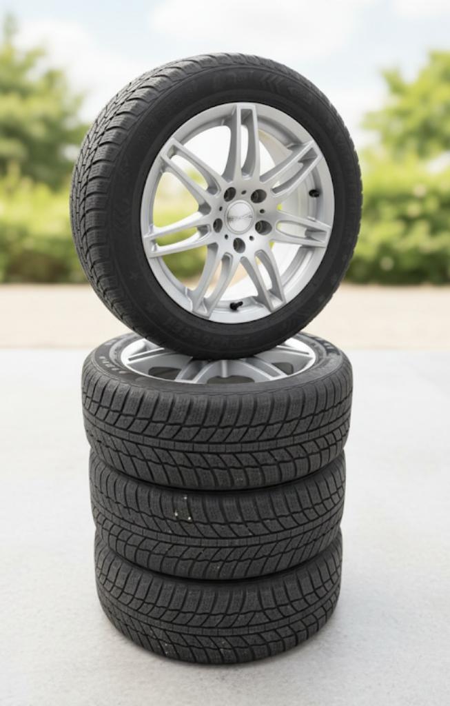 Winterbanden met Dezent velgen – 205/55 R16 – 5x112 – Audi A, Ophalen, 16 inch, Banden en Velgen, 205 mm