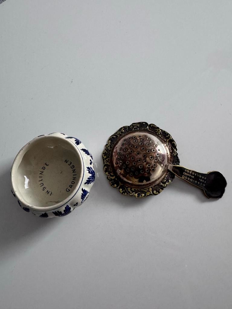 Delfts Blauw Theezeefje met Houder, Ophalen of Verzenden