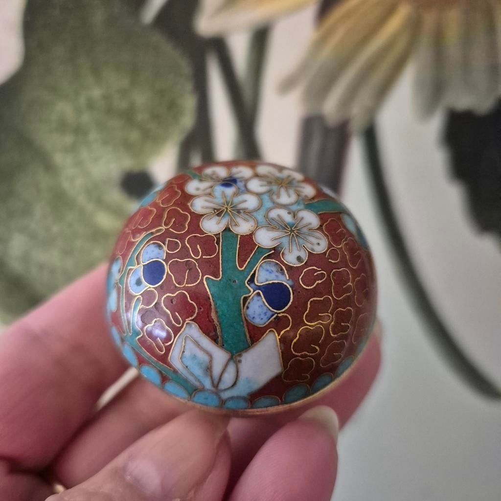 Vintage cloisonne doosje, snuisterijendoosjes,  pillendoosje, Ophalen of Verzenden