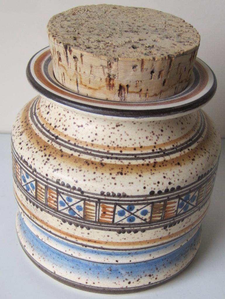 Handgemaakte Griekse sier pot met stopkurk, Overige kleuren, Aardewerk of Porselein, Ophalen of Verzenden, Zo goed als nieuw