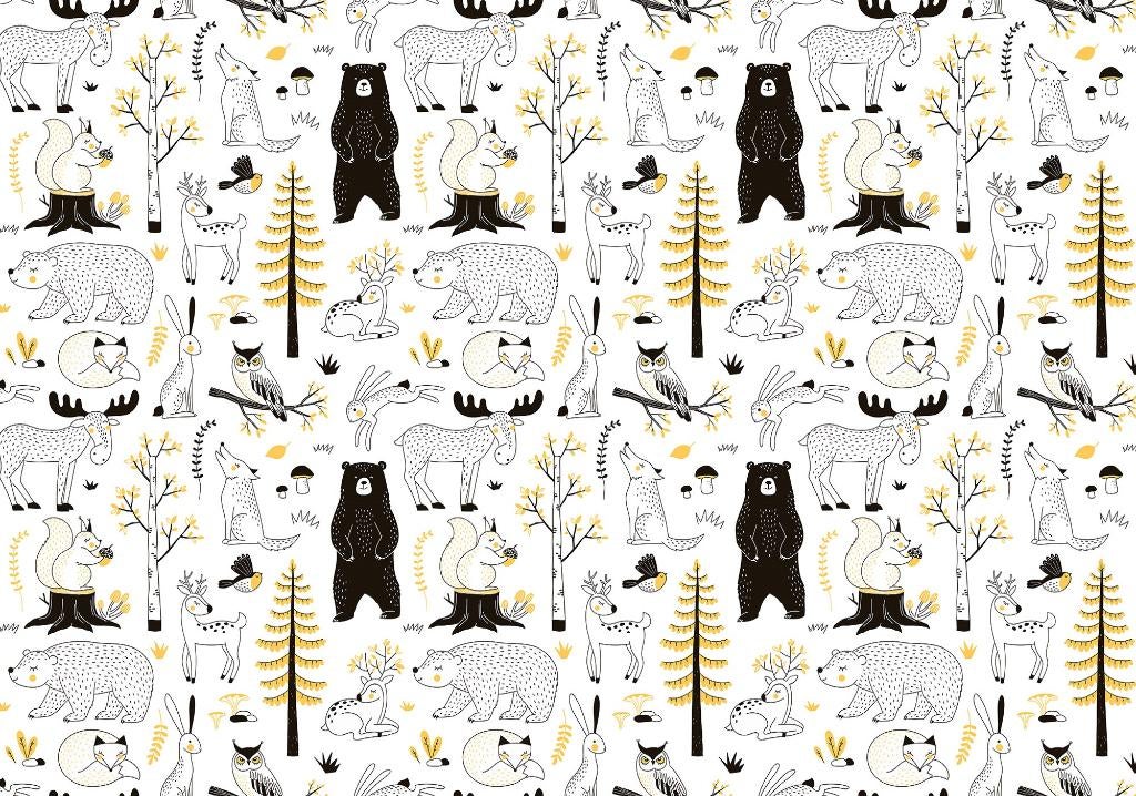 Bosdieren behang kinderkamer, dieren behang, Muurdeco4kids, Verzenden, Nieuw, Wanddecoratie