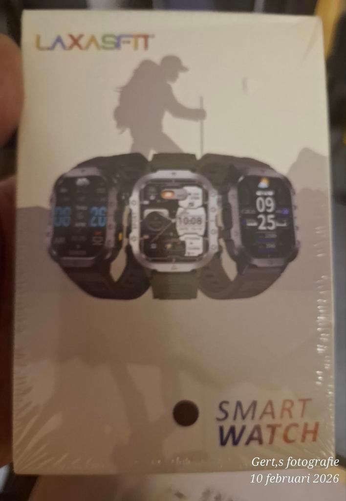 Stoere Smartwatch voor Heren - Nieuw in doos!, Sieraden, Tassen en Uiterlijk, Smartwatches, GPS, Zwart, Nieuw, Ophalen of Verzenden