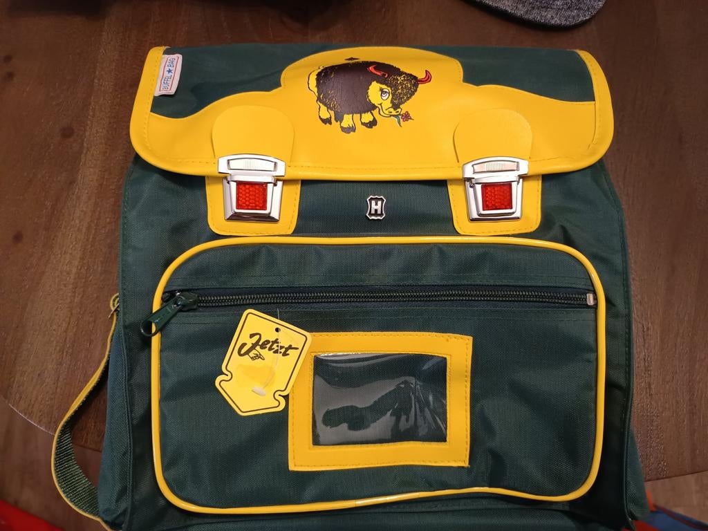 Vintage Buffel Bag Rugzak - Groen/Geel vermoed jaren 80/90, Ophalen of Verzenden, Gebruikt, Buffel Bag