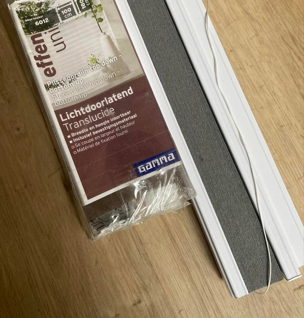 Nieuw plissé gordijn 100x180 cm - kleur 6012, 100 tot 150 cm, Nieuw, Ophalen of Verzenden, Grijs