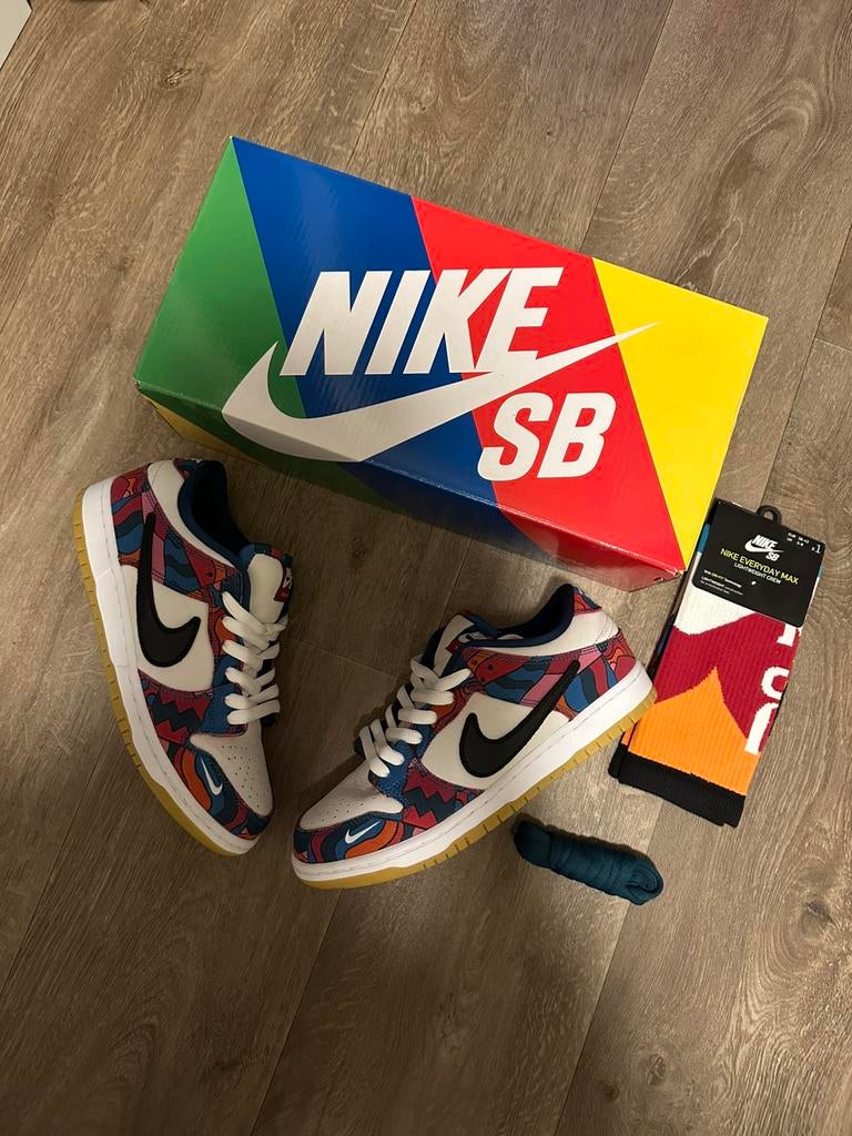 Nike SB Dunk Low x Parra Maat 40 1 keer gedragen incl sokken, Ophalen of Verzenden, Zo goed als nieuw, Overige kleuren