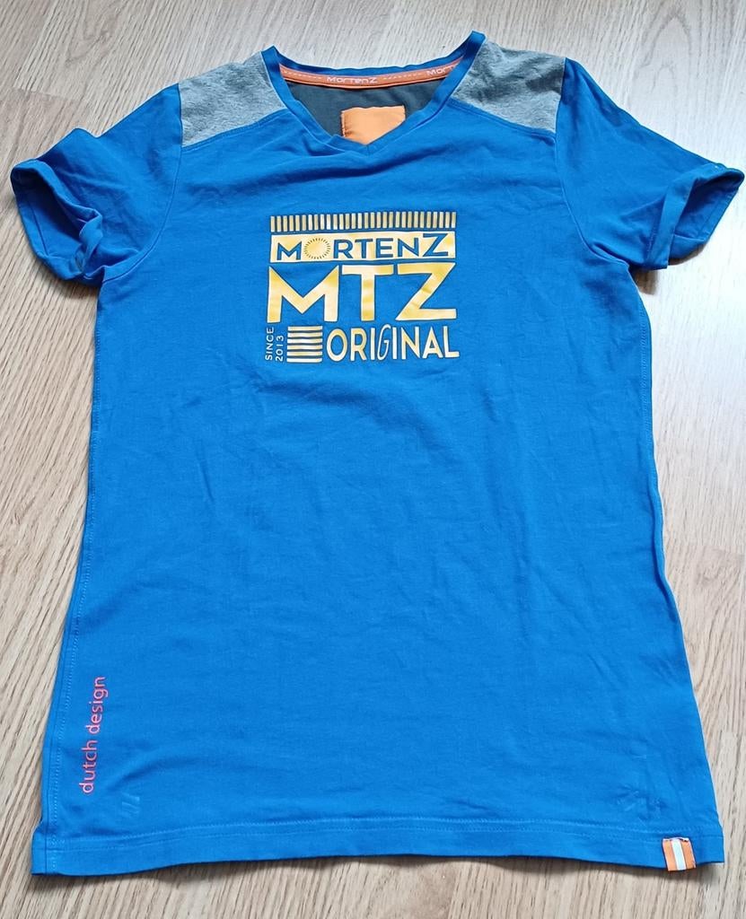 Blauw Mortenz T-shirt jongen maat 158-164, Ophalen of Verzenden, Gebruikt, Jongen, Shirt of Longsleeve