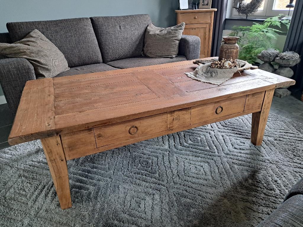 salontafel landelijk, Ophalen, Gebruikt, 50 tot 75 cm, Teakhout