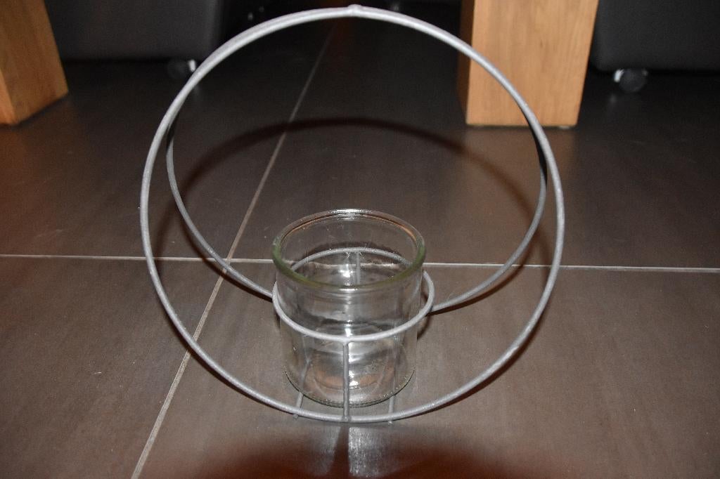 Planten standaard met glazen potje, 25 tot 40 cm, Rond, Binnen, Ophalen of Verzenden