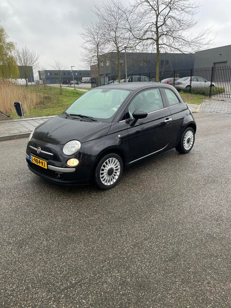 Fiat 500 1.2 lounge 2013 Zwart/ panoramadak., Auto's, Voorwielaandrijving, Stof, 1242 cc, 4 cilinders