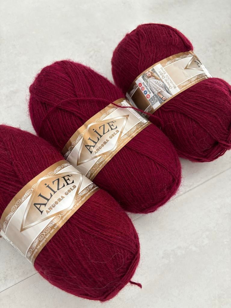 Alize Angora Gold - Bordeaux Rood Garen, Ophalen of Verzenden, Nieuw, Breien of Haken, Wol of Garen