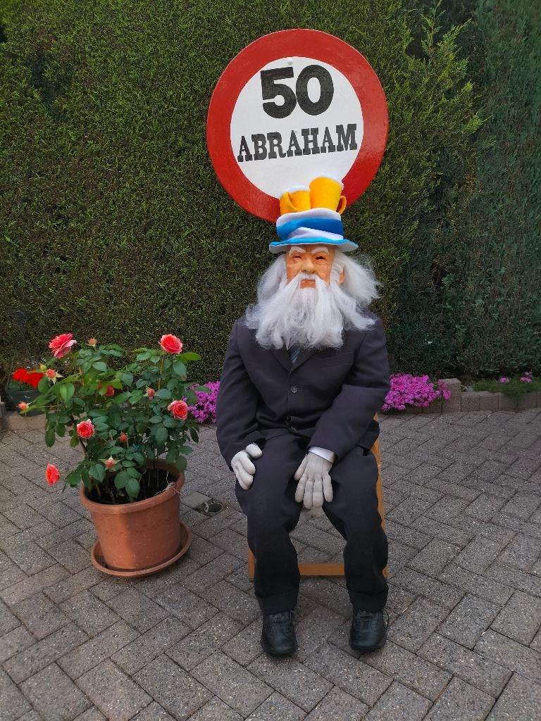 Abraham met jong of wat ouder uiterlijk naar keuze., Hobby en Vrije tijd, Feestartikelen | Verhuur, Ophalen, Nieuw, Abraham of Sarah