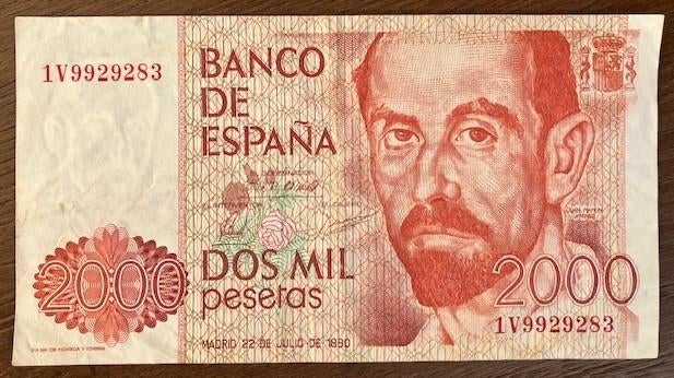 Spanje 2000 pesetas, Postzegels en Munten, Bankbiljetten | Europa | Niet-Eurobiljetten, Ophalen of Verzenden, Overige landen, Los biljet