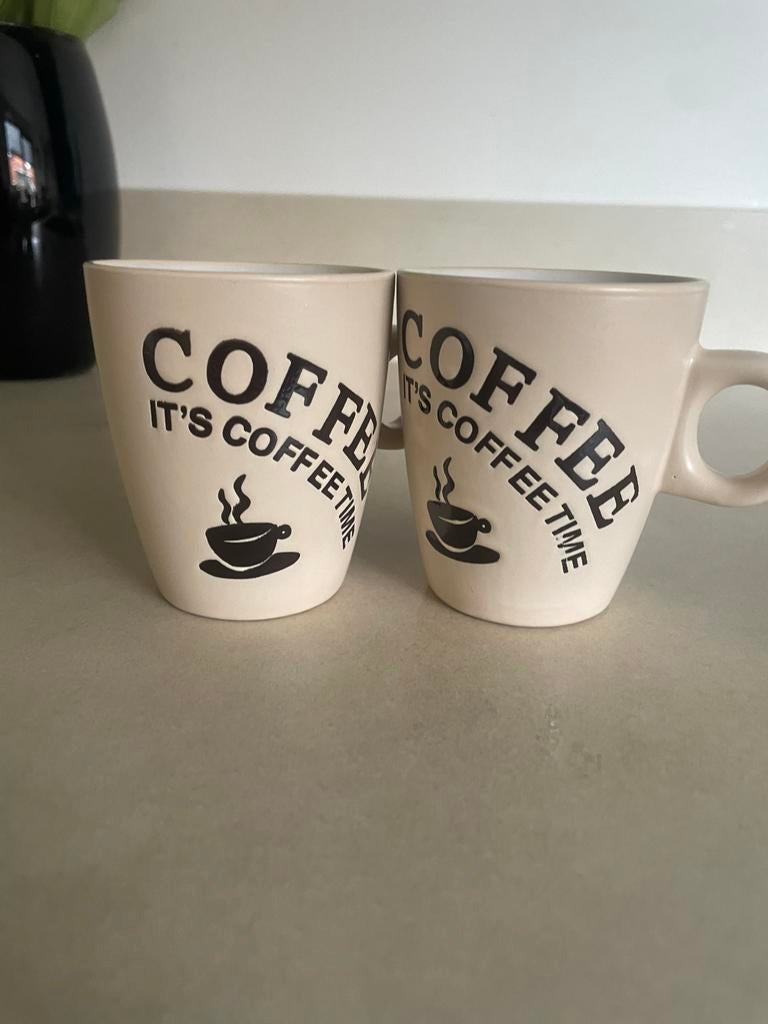 Twee koffiemokken 'It's coffee time', Ophalen of Verzenden, Zo goed als nieuw