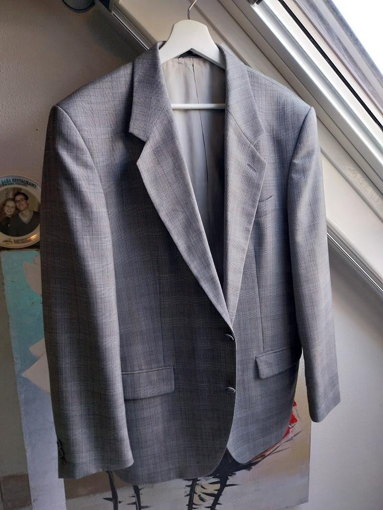 Grijs colbert met ruitmotief, maat 52, Ophalen