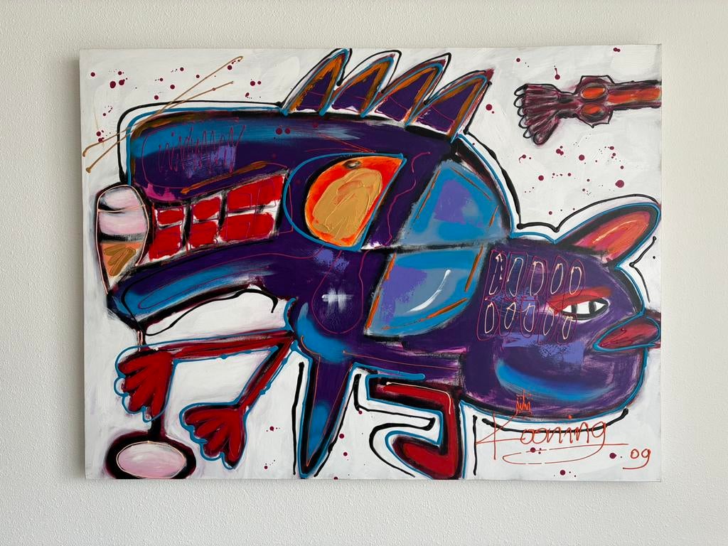 Kooning 09 - Acrylverf schilderij 120*90 cm, Ophalen