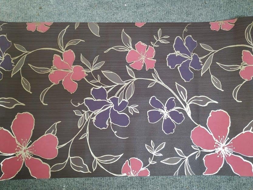 Behang bruin met bloemen print ( +/- 3 meter ), Ophalen of Verzenden, Minder dan 10 m², Bruin