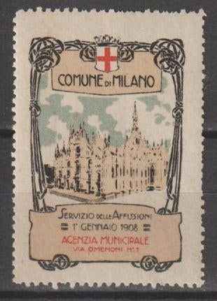 Italië cinderella gemeente Milaan 1908, Postzegels en Munten, Ophalen of Verzenden, Postfris