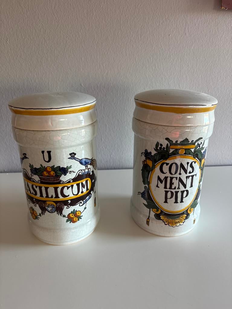 Set van 2 vintage keukenpotten (porselein), Antiek en Kunst, Ophalen