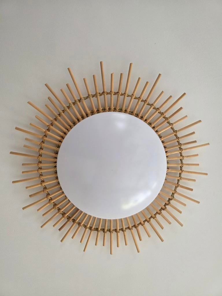 Zon lamp met rotan bamboe stengels LED plafondlamp, Huis en Inrichting, Lampen | Plafondlampen, Ophalen of Verzenden, Nieuw, Overige materialen