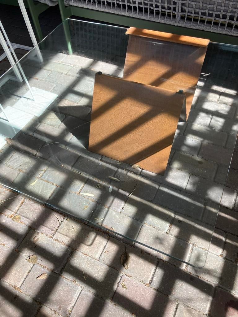 Salontafel Glas, Huis en Inrichting, Tafels | Salontafels, Ophalen, Gebruikt, 100 tot 150 cm, Vierkant