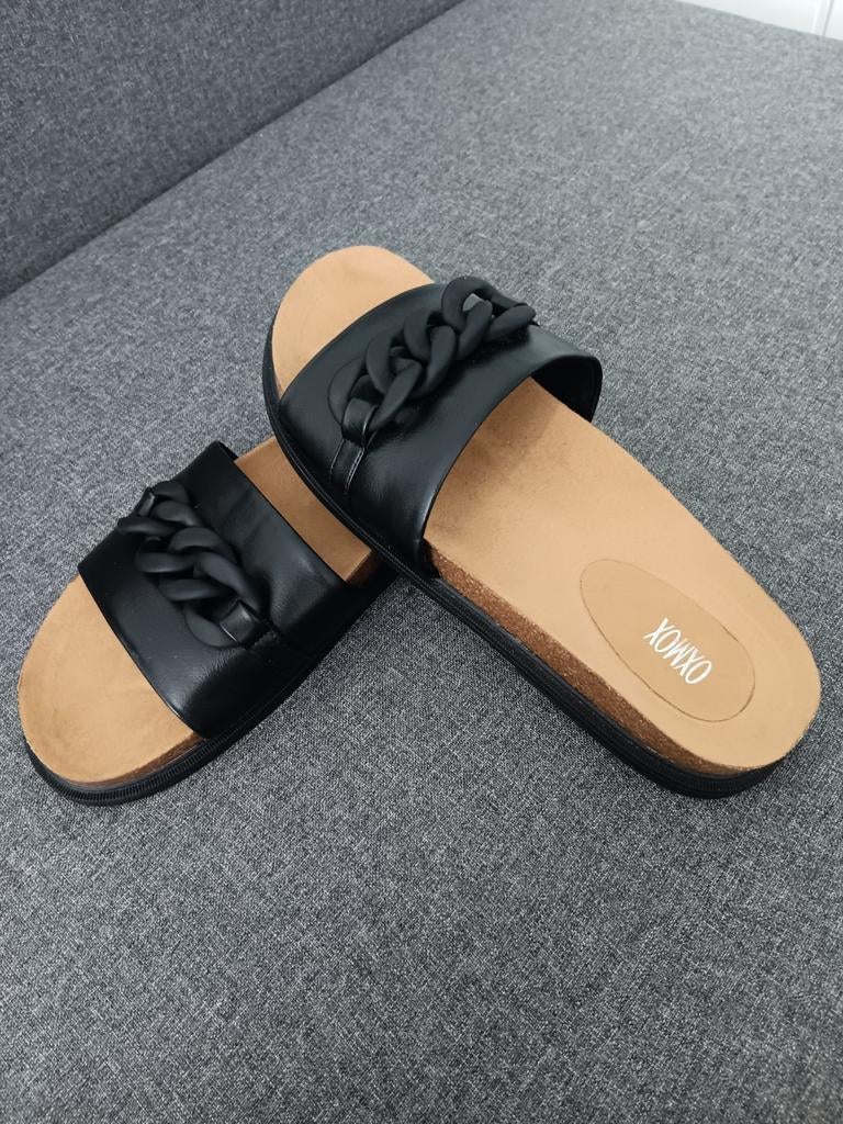 Slippers maat 42 Oxmox, Kleding | Dames, Schoenen, Verzenden, Zo goed als nieuw, Zwart