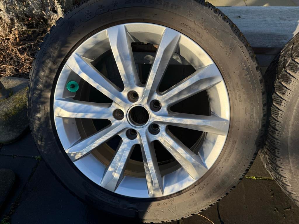 Originele VW Lichtmetalen Velgen Passat 2018 (incl. winterba, Ophalen, Banden en Velgen, 17 inch, Winterbanden