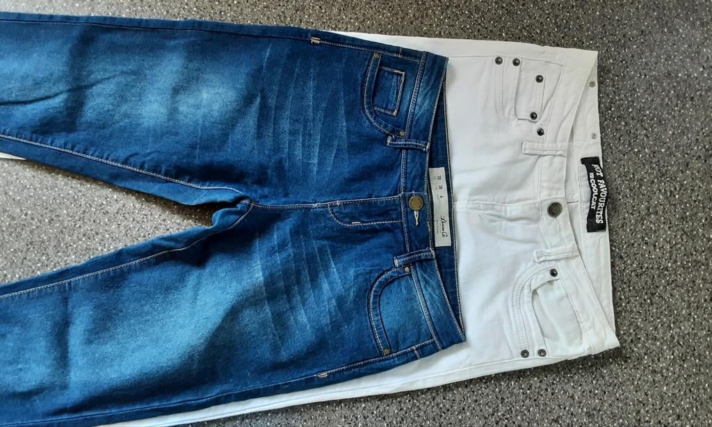 2x spijkerbroek jeans, wit en blauw. Mt 38 size 29 coolcat, Kleding | Dames, Spijkerbroeken en Jeans, Wit, Ophalen of Verzenden