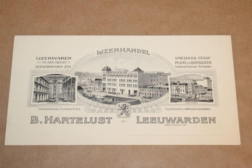 Oud vloeiblad - IJzerhandel Hartelust Leeuwarden - 1920 !!, Verzamelen, Merken en Reclamevoorwerpen, Ophalen of Verzenden, Zo goed als nieuw