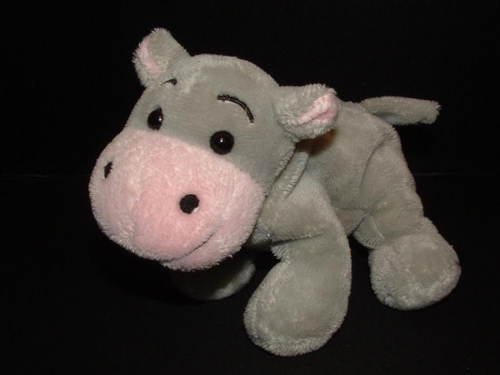 EVORA KRUIDVAT NIJLPAARD VELOURS GRIJS MET ROZE SNUITJ, Ophalen of Verzenden, Nieuw, Overige typen