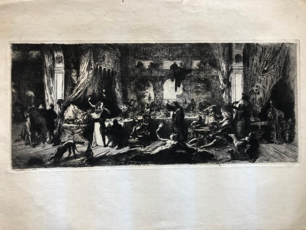 Charles-Jean-Louis Courtry The Party (laat 19e eeuw), Ophalen of Verzenden, Dagelijks leven, Gravure, 1800 - 1899