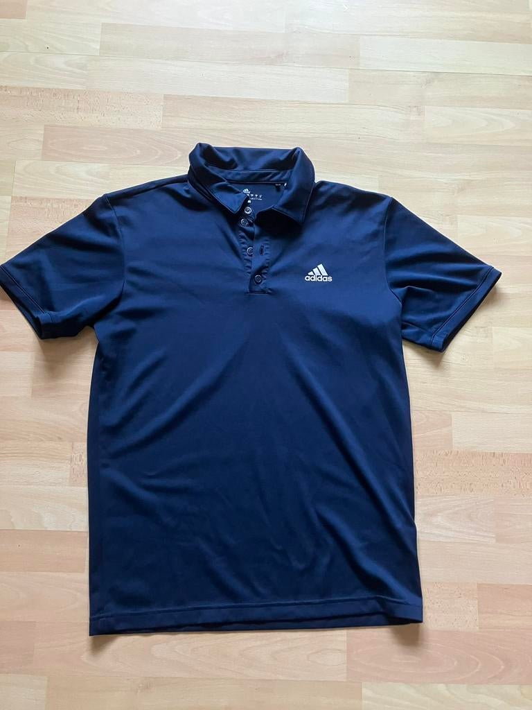 Adidas Climalite donkerblauwe polo mt S izgs, Ophalen of Verzenden, Gedragen, Maat 46 (S) of kleiner, Blauw
